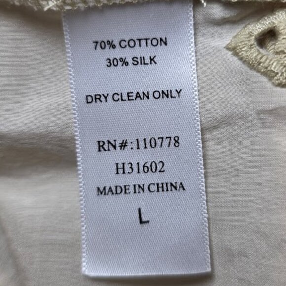 Hazel Silk Cotton Floral Embroidered Top L - Picture 10 of 10